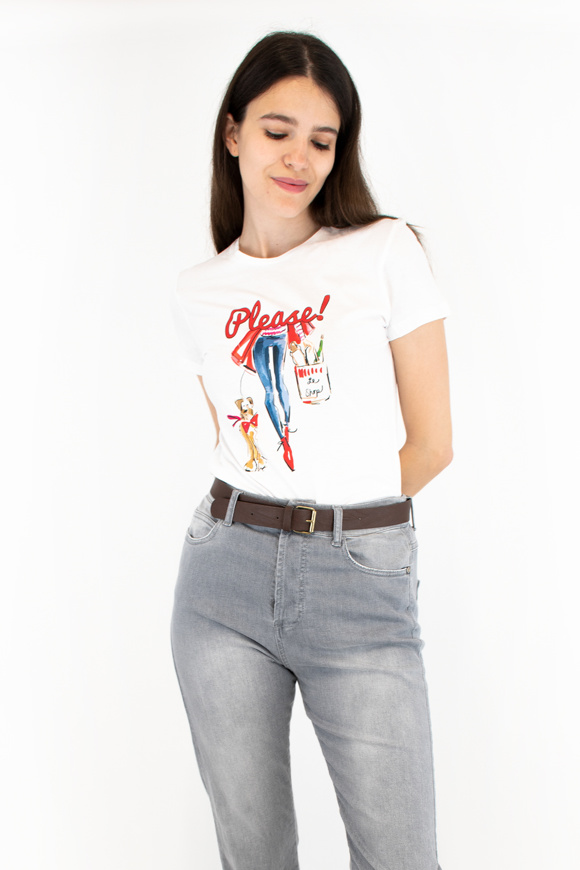 Please Jeans PLEASE T-SHIRT - T76 329 - WHITE