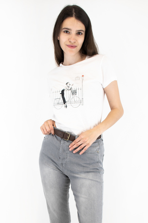 Please Jeans PLEASE T-SHIRT - T76 323 - WHITE