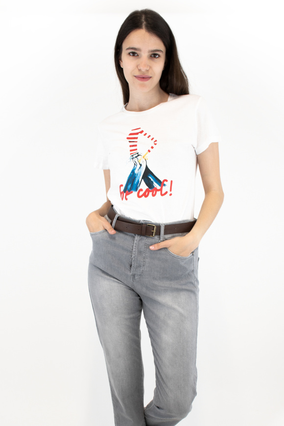 Please Jeans PLEASE T-SHIRT - T76 327 - WHITE