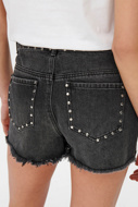 Picture of ONLPACY HW STUDDED DENIM SHORTS - 152 006 BLACK DENIM